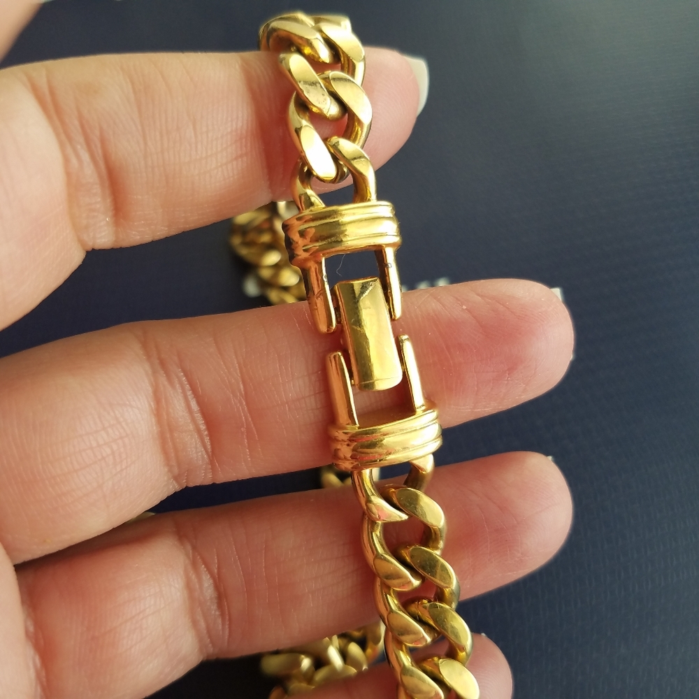 AUTHENTIC Swarovski 18k Gold Plated Chunky Chain Vintage Link Necklace - Picture 13 of 17